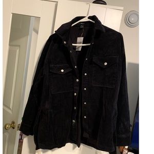 Forever 21 Corduroy Snap Button Jacket - Black - size S